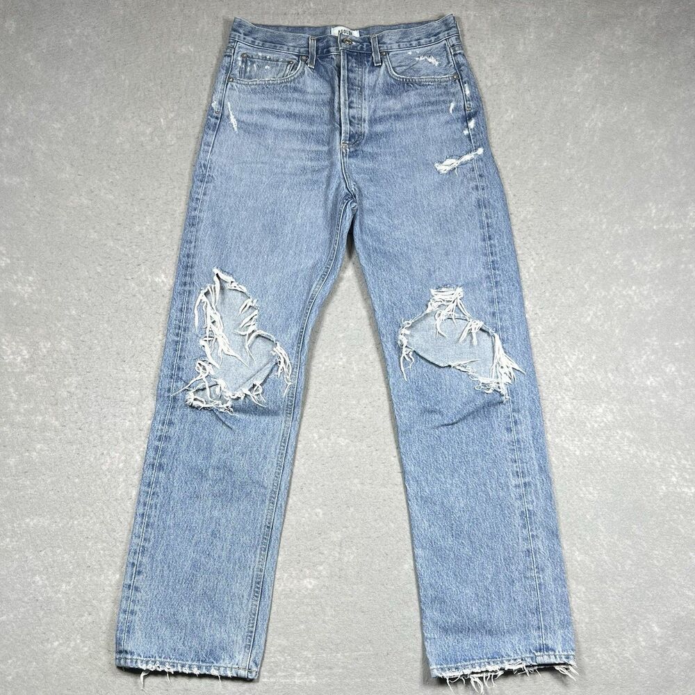 Agolde Light Blue Distressed Skinny Jeans